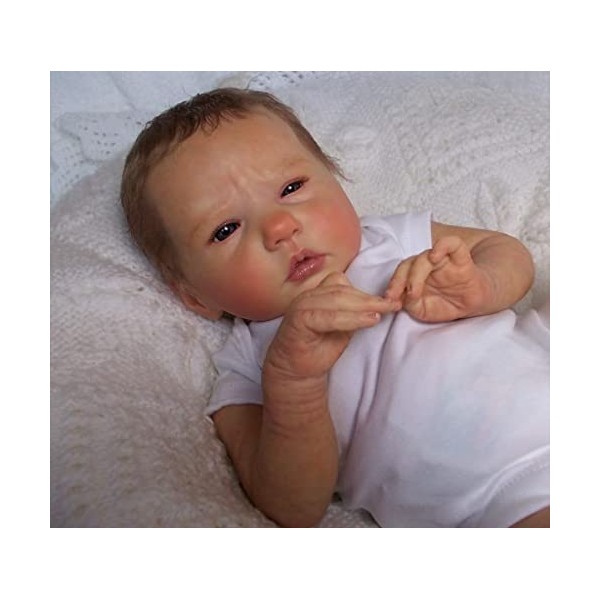 Reborn Baby Dolls 19 Pouces Preemie Bebe Réaliste Nouveau-Né Poupée avec Corps en Tissu Doux + Membres en Vinyle De Silicone 