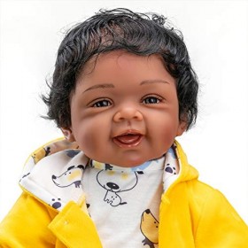 Poupées De Bébé Reborn Noires, 22 Pouces, en Vinyle Et Silicone Souple, Biraciales pour Garçons, À Peau Brune, Réaliste, Cade