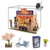 WYD Star Pieuvre brûlante de style japonais Takoyaki Shop Mini maison de poupée avec éclairage LED et cadeau avec housse anti