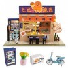 WYD Star Pieuvre brûlante de style japonais Takoyaki Shop Mini maison de poupée avec éclairage LED et cadeau avec housse anti