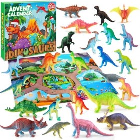 Chennyfun Calendrier de lAvent Dinosaures pour Enfants, Calendrier Dino Jouet Advent Calnedar, 24 jours Calendrier de Compte