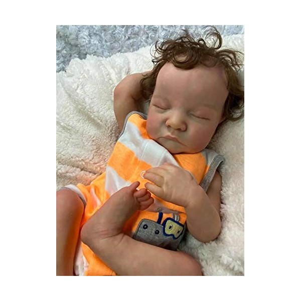 Reborn Baby Dolls Preemie Boy 19 Pouces Dormir Réaliste Nouveau-Né Bébé Poupée Qui Semble Réel avec Corps en Tissu Doux + Mem
