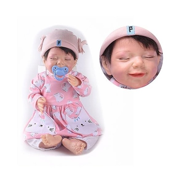 VVLXRIC Poupee Reborn Realiste Vinyl, 18 Pouces 46 Cm Fait Main BéBé Reborn RéAliste Fille Silicone, Cest pour Les Enfants,C