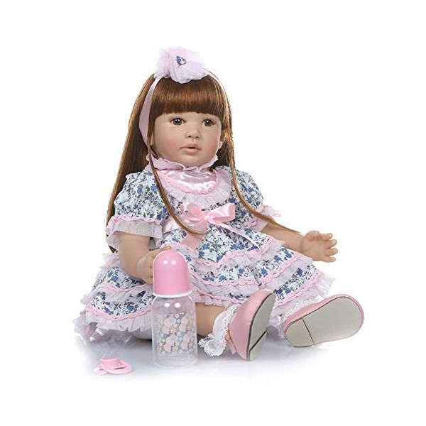 60 Cm 24 Pouces Priness Fille Réaliste Reborn Bébé Poupées Réalistes À La Main Bébés pour Enfants Jouets Robe Rose 