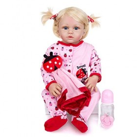 Bébé Fille Reborn Poupée Belle Blonde Poupée Silicone Corps Entier Silicone Doux Nouveau-Né Bébé Poupées Jouets Cadeaux 55 Cm