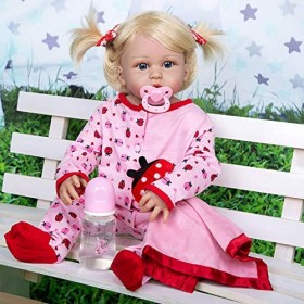 Bébé Fille Reborn Poupée Belle Blonde Poupée Silicone Corps Entier Silicone Doux Nouveau-Né Bébé Poupées Jouets Cadeaux 55 Cm