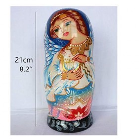 Poupée Russe Matryoshka Poupée en Bois Faite À La Main Poupées Gigognes Sept Couches De Peinture Harpe Ange Enfant Petite Ami