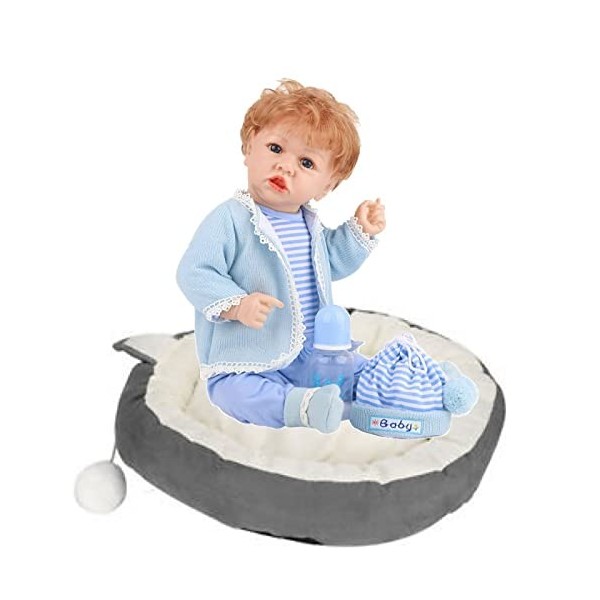 FDCQDL 22 Pouces 55 Cm BéBé Naissance, Poupee Reborn Garcon Silicone Entier, Poupee Reborn Realiste, Jouets pour Enfants De P