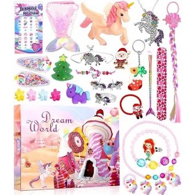 Licorne Calendrier De Lavent 2023,Bijoux Fille Cadeau de Noël Enfant Cadeaux Nouveauté 24 Jours Collier Bracelet Bague Boucl