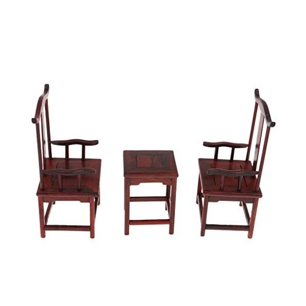 yunyu Meubles de Maison de poupées, Ensemble de Mini-Table et chaises de Style Chinois à léchelle 1 6 - Mobilier Miniature d