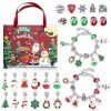 Pilikoll Calendrier de lAvent 2023 Enfant Fille DIY Calendrier de Noël Charms Bracelet Kit 22 Breloques et 2 Bracelets Noël 