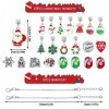 Pilikoll Calendrier de lAvent 2023 Enfant Fille DIY Calendrier de Noël Charms Bracelet Kit 22 Breloques et 2 Bracelets Noël 