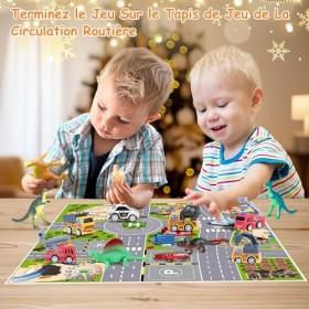 Calendrier de lAvent 2023 Jouet Enfant, 24 Jours de Surprise Calendrier de Noël dont 12 Dinosaures et 12 Véhicules à Tirer c