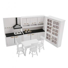 SUNGOOYUE Kit de Cuisine de Maison de Poupée 1/12, Jouet de Maison de Jeu Miniature Salle à Manger Meubles Décoration Enfant 