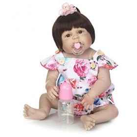 56 Cm 22 Pouces Réaliste Reborn Bébé Poupées Marron Fille Nouveau-Né Poupée, Bon Partenaire De lenfant Mère Bonne Aide Poupé