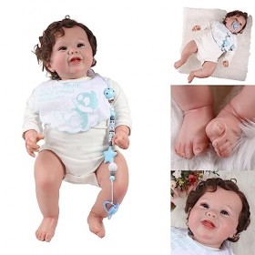Greabuy Reborns Jouet Bébé Poupée pour Enfant 23.6 Vie comme des Renaissances avec Simulation Corps en Tissu Poupée Vie Réell