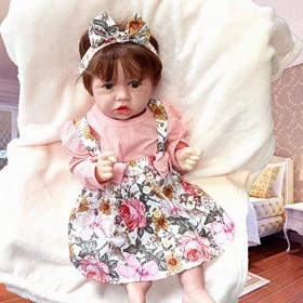 ROMOZ Poupee Realiste Silicone, 18 Pouces 46 Cm Paquet avec Jouets dalimentation PoupéE en Vinyle De Silicone, Cadeaux dann