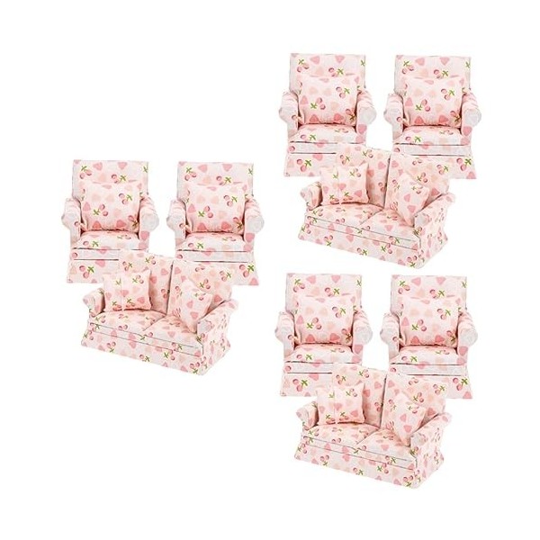 TOYANDONA 5 Ensembles Canapé De Maison De Poupée Causeuses Coussins Canapé Meubles Minuscules Mini Canapé Simple Fauteuil Mai