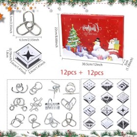 Lot de 24 puzzles calendrier de lavent, jeux de puzzle calendrier de lAvent, jeux de puzzle en métal, jeux de boule, jeux d