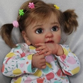 40CM Reborn Baby Dolls 16 Pouces Réaliste Reborn Toddler Big Eyes Fille Poupée Corps Doux avec Accessoires de Jouets pour Obj