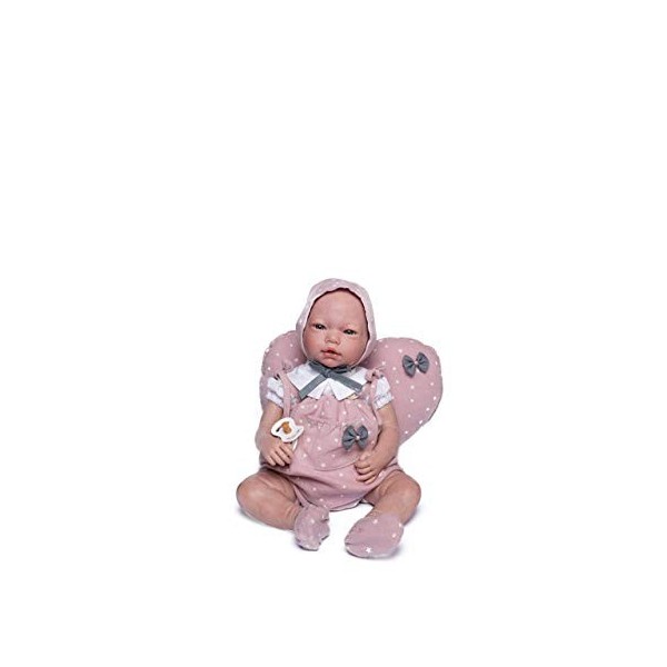 Muñecas Guca 18041 Poupée Reborn Violette 46 cm Robe étoilée Rose avec Capote et Chaussures pour Plus de Couple Multicolore