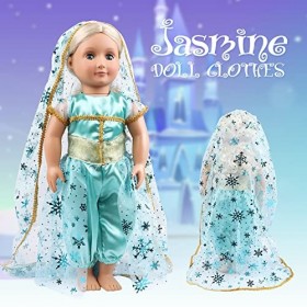 Ensemble de 6 vêtements de poupée de 45,7 cm comprenant Blanche-Neige, Jasmin, Elsa, Aurore, Mérida et Mulan - Convient aux v
