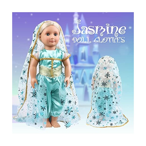 Ensemble de 6 vêtements de poupée de 45,7 cm comprenant Blanche-Neige, Jasmin, Elsa, Aurore, Mérida et Mulan - Convient aux v