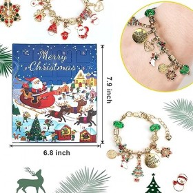 Sancuanyi Calendrier de lAvent de Noël 2023, kit de fabrication de bracelets à breloques, compte à rebours de Noël, ensemble