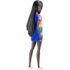 Barbie Fashionistas poupée mannequin 90 aux longs cheveux noirs avec robe arc-en-ciel et boucles doreilles, jouet pour enfa