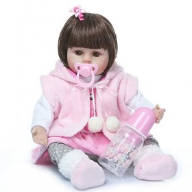 Poupées Reborn Poupée Bébé, 19 Pouces 48 Cm Reborn Bébé Poupées Filles en Silicone Souple Vinyle Corps Complet Réaliste Bébé 