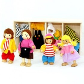 Villa Freda Rosé Maison de poupée en bois Villa de ville + meubles de maison de poupée + famille de poupées avec bébé + houss