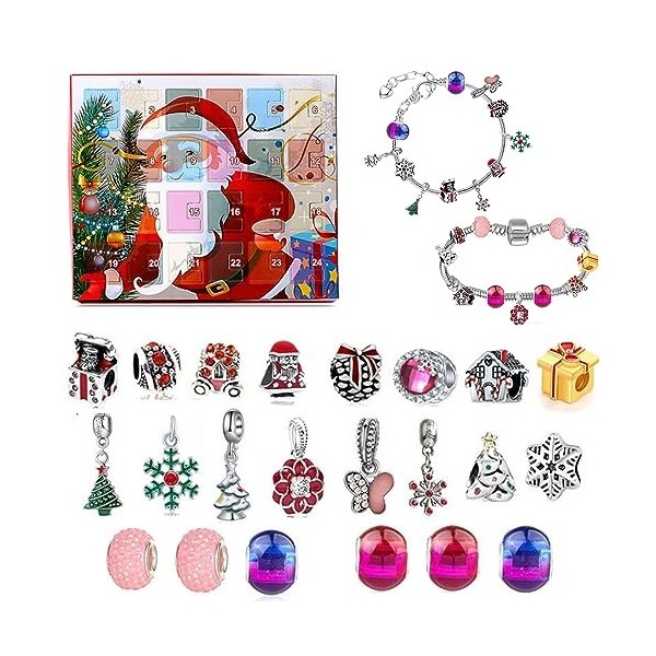 Calendriers de lAvent de Noël Kit de Jouets pour Filles avec 24 Surprises à Ouvrir chaque Jour Collection de bijoux Calendri