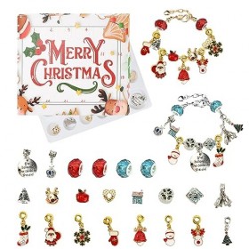 Cadeau Fille 6-12 Ans Jouet Fille Calendrier de lAvent de Noël Enfant Jouet Bijoux DIY Charms Bracelet Kit Fabrication Idée 