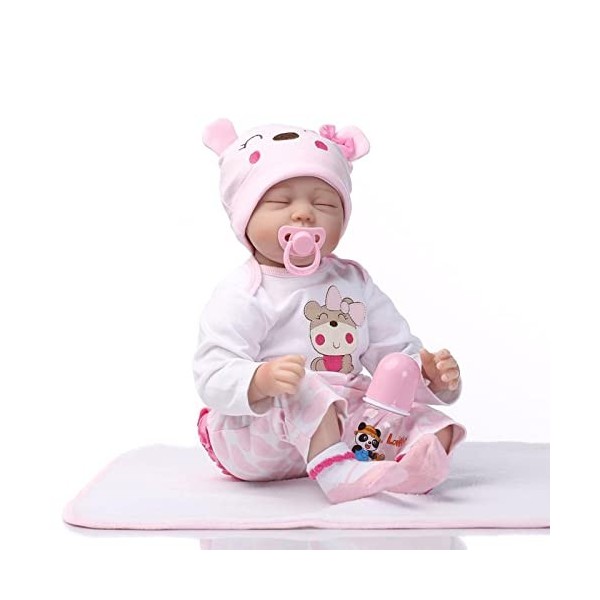 Poupées Reborn Poupée Bébé, Reborn Baby Doll 19 Pouces 48 Cm en Silicone Souple Vinyle Reborn Poupées Fille Qui Ressemble À L