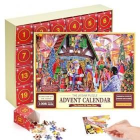 icyant Calendrier de lAvent Puzzle, Calendrier de lAvent 2023 Puzzle Calendriers de Noël Christmas 1008 Pieces 24 Jours Com