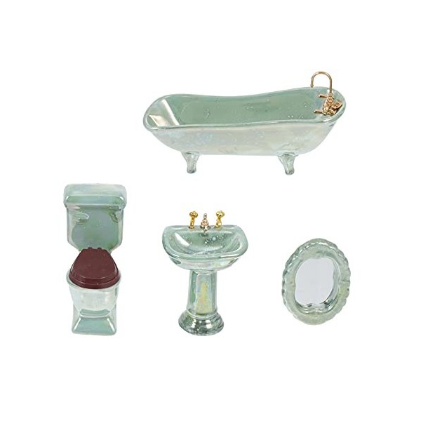 NUOBESTY 4 Ensembles Btahroom Maison/Famille Parure Toilette Modèle pour Meubles Fée Miniature Bain Enfant Jouet Accessoire M