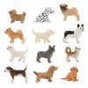 Yideng Lot de 12 figurines danimaux, mini figurines de chien mignon en plastique, figurine danimal réaliste, peinte à la ma