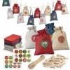 24 Calendriers de lAvent à remplir, Sac en Tissu de Calendrier de lAvent de Noël, DIY Noël Cadeaux Sacs à avec 1-24 Numériq