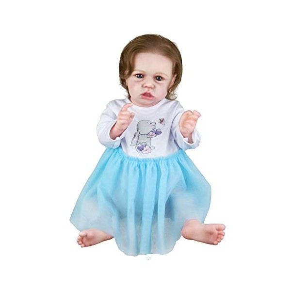 Reborn Bébé Poupées Fille 22 Pouces 58 Cm Réaliste en Silicone Souple Fait À La Main Nouveau-Né Reborn Bébés Garçon Et Fille 