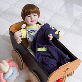 50CM Corps Doux Bebe poupée Reborn bébé Fait à la Main Levi Peau Noire bébé Afro-américain Cheveux enracinés à la Main avec B