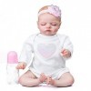 49CM Rosalie Bebe poupée Reborn bébé Fille endormie Corps Doux Flexible Dessin à la Main Cheveux 3D Teint avec veines Taille 