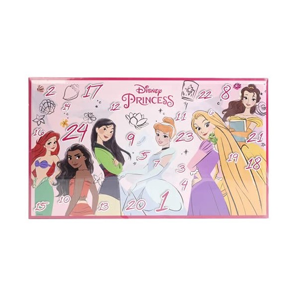 Markwins Princess 24 Days of Adventure Advent Calendar, Calendrier de lAvent avec des Produits de Maquillage pour Princesses