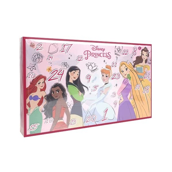 Markwins Princess 24 Days of Adventure Advent Calendar, Calendrier de lAvent avec des Produits de Maquillage pour Princesses