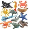 Lot de 12 jouets danimaux marins,Créature de la mer,Jouet de bain pour enfants,Grandes figurines réalistes de vie marine,Jou