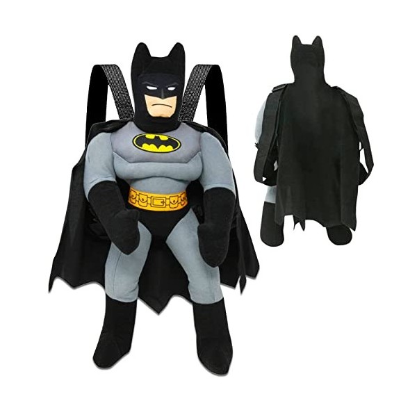 Batman Ensemble de poupées en peluche pour enfants – Ensemble avec sac à dos en peluche Batman de 43,2 cm avec sangles réglab