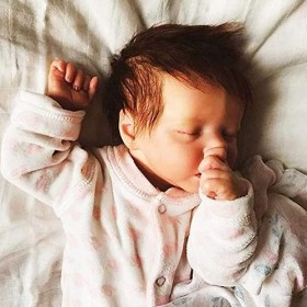 Poupée Reborn en Silicone Souple, 18 Pouces, 46Cm, Corps Complet, Taille Réelle De Bébé, Nouveau-Né, Fille Endormie, Apparenc