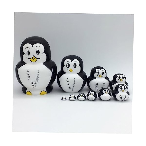 Toyvian 3 Pièces 10 Jouets en Bois Jouets danimaux Poupée Ensembles De Jeu Anda Pingouin Poupées Russes Russe Empilage Jouet