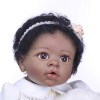22 Pouces 55 Cm Peau Marron Foncé Bébé Poupée, Réaliste Réaliste Silicone Souple Vinyle Reborn Bébé Poupée pour Enfants Cadea