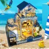 Kit de maison de poupée miniature avec accessoires de meubles Cadeau créatif pour les amoureux et amis mer Égée avec couver