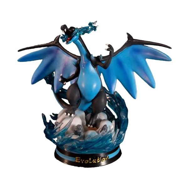 Figurine Dracaufeu animal domestique bleu Dark Dragon Model Ornement cadeau | PVC statique 28 cm jouets à main figurines dar